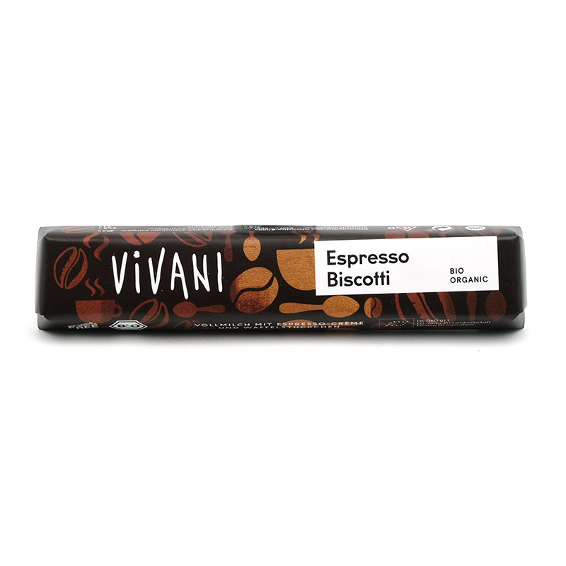 Čokoládová tyčinka mliečna s espresso náplňou 40g, Vivani, BIO