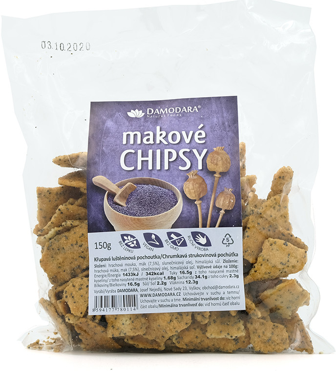 Makové chipsy 150g, Damodara