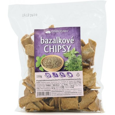 Bazalkové chipsy 100g, Damodara