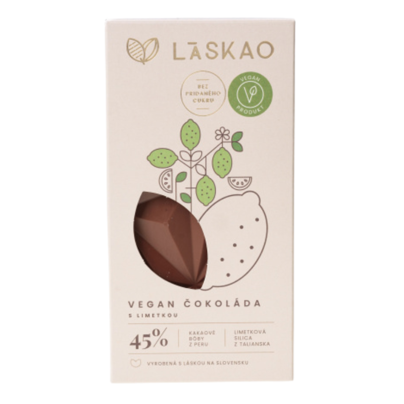 Čokoláda vegan s limetkou 45% 75g Laskao