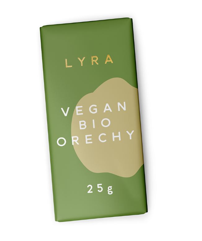 Čokoládka Vegan Orechy BIO 25g Lyra