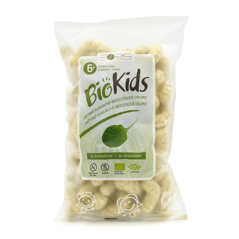 Chrumky kukuričné - špenát 55g Biokids, BIO