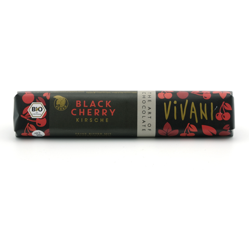 Čokoládová tyčinka horká s višňami 35g, Vivani, BIO