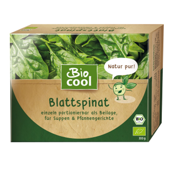 Špenát listový mrazený 300g biocool