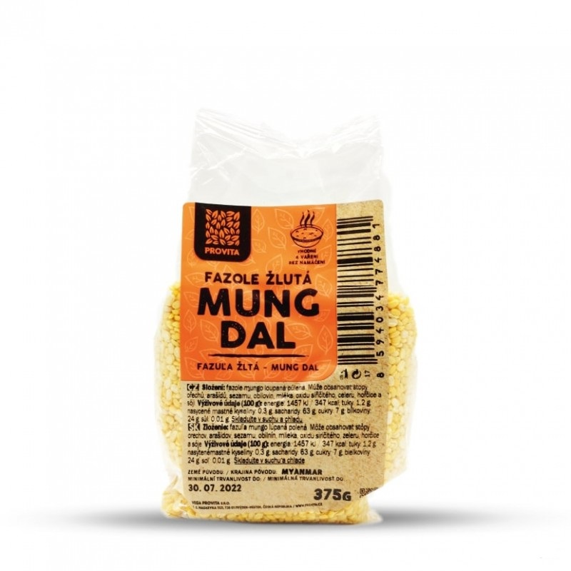 Fazuľa žltá Mung dál 375g, Provita