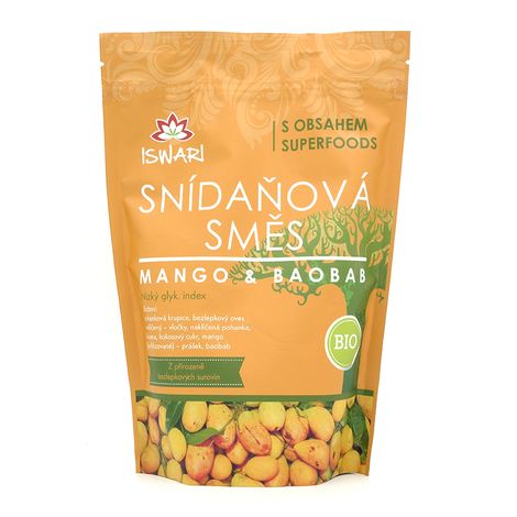 Raňajková zmes mango-baobab 360g, Iswari, BIO