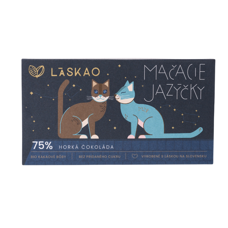 Mačacie jazýčky VEGAN horká čokoláda 75% 80g Láskao