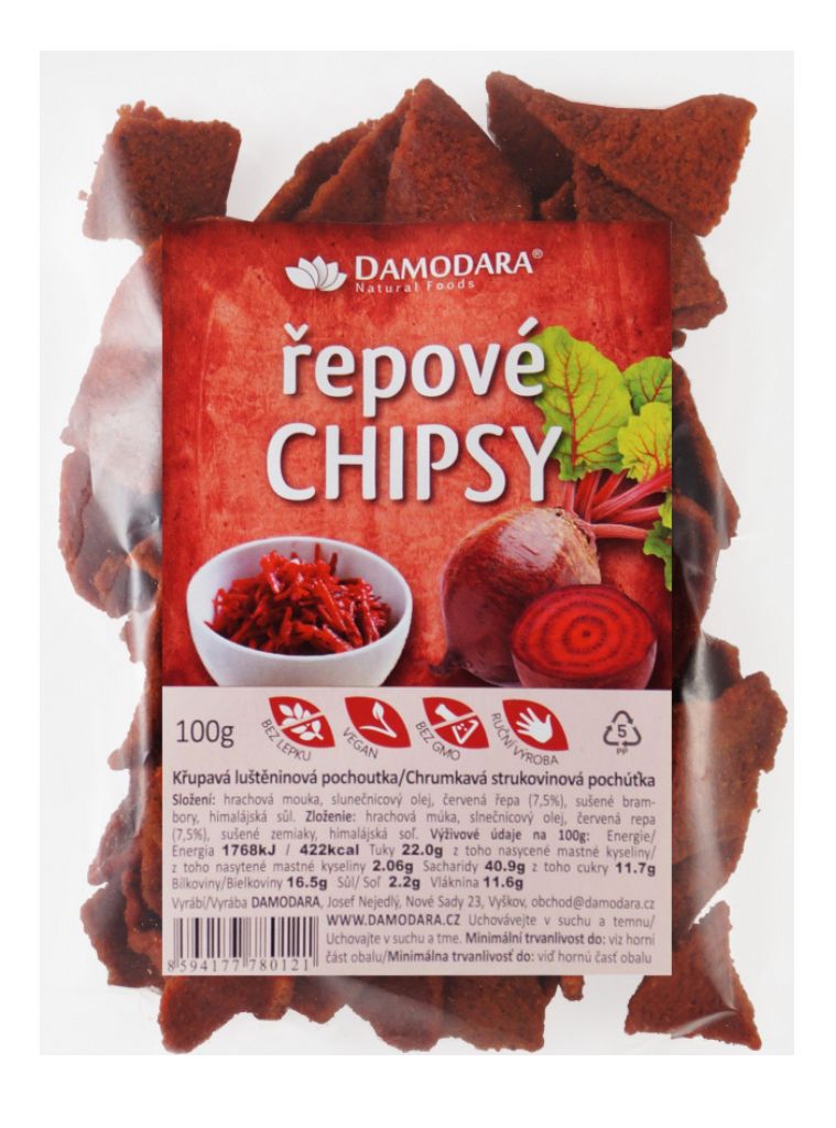 Chipsy červená repa 100g, Damodara